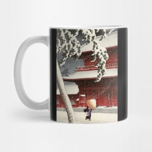 Red temple in Snow Japanese art Mug